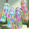 1PC Lets Glow Crazy Letter Print 750ml Color Plastic Sports Water Bottle Leakproof Flip Straw Lid Suitable for Sports Office Home Use