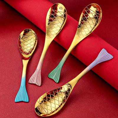 Cucchiaio da pesce creativo Stoviglie Cucchiaio in acciaio inossidabile Stoviglie personalizzate Utensili da cucina Colore Sirena Cucchiaio Cucchiaio da zuppa