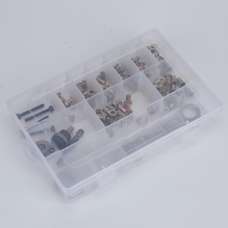 Rivet Nut Repair Tool Kit, Boxed Carbon Steel Accessory Set for Manual Fastening Work, Hardware Installation, Routine Care