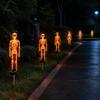 Cemetery Markers for Halloween 2Pcs Solar Skeleton Stake Light, Glowing Realistic Figurine, Waterproof Outdoor Lawn Decorations Lamp Party Pathway