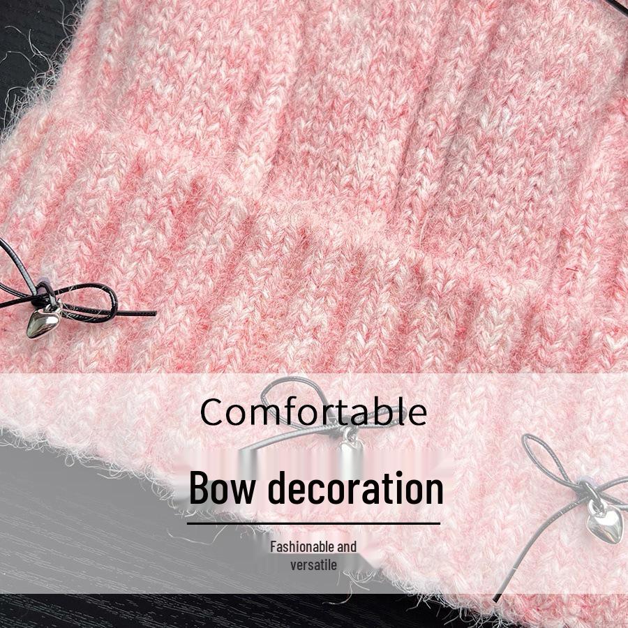 2025 Autumn/Winter Cat Ear Knit Hat - Warm & Versatile with Face-Flattering Bow Design