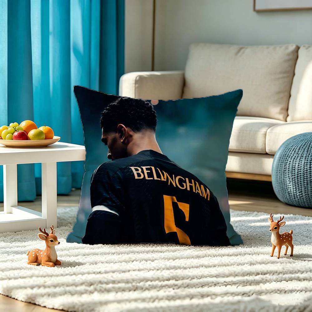 J-Jude Bellingham Football STAR Pillow Case Square Double-Sided Sofa Cushion Cover Bedroom Bedside Pillow