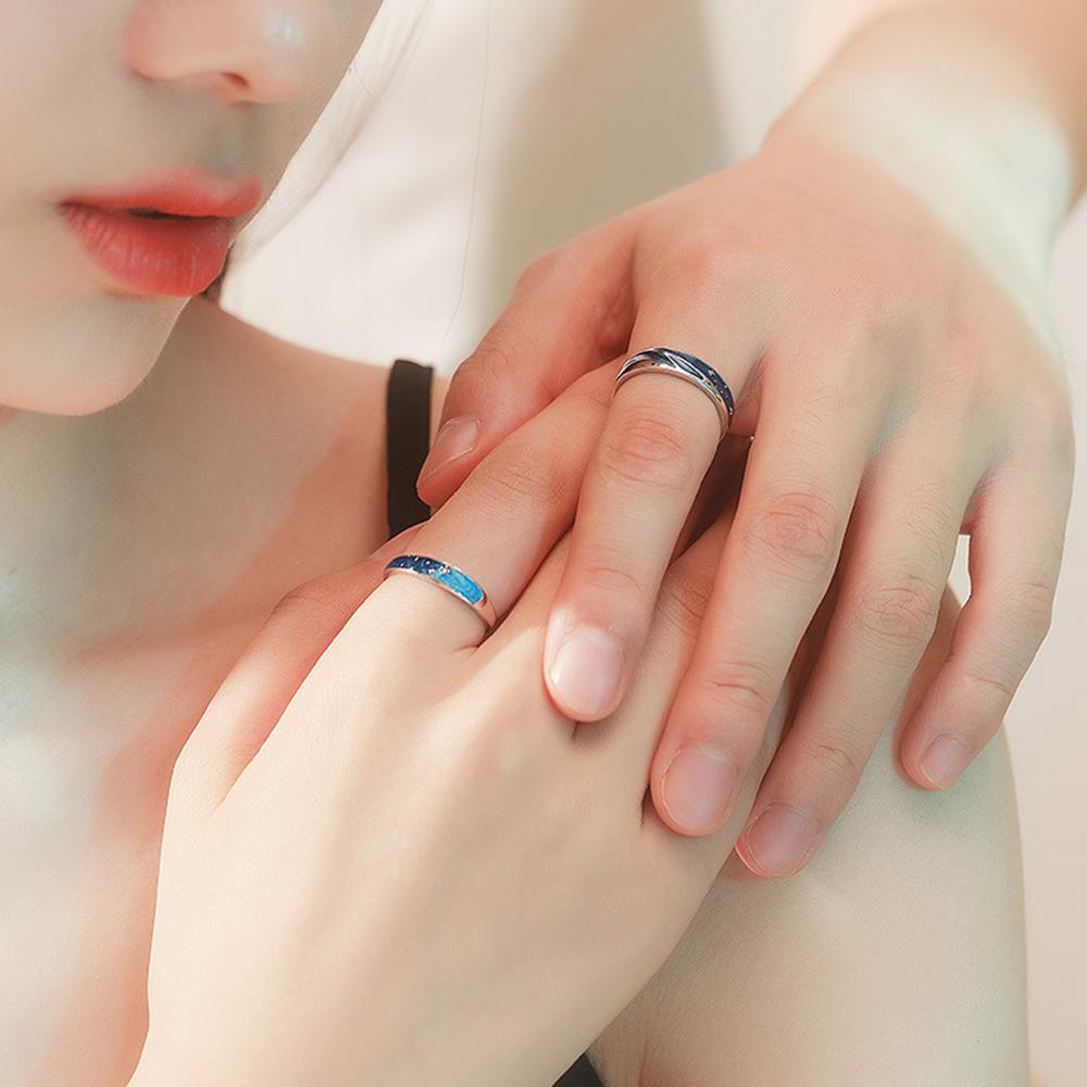 2 Pieces/Set Copper Color Couple Rings Fashion Wedding Bride Bridegroom Jewelry Starry Sky Rings Anniversary For Best Friends
