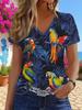 Fashion New Beautiful Parrot Pattern 3D Printing Fast Drying Breathable Parent-child Leisure Sports T-shirt Large Size