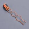 Sapphire & Coral Ethnic Handmade Bun Stick 3.6 inch Electroformed Hair Pin / Electroplated Copper Gold Filled Hair Pin Gift For Mother Wife