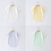 Solid Color Baby Cotton Mesh Romper With Short Sleeves For Spring Summer Infants