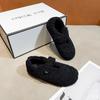 Girls' 2025 Winter Plush Moccasins: Warm, Soft-Sole, Non-Slip, Thickened Korean-Style Cotton Clogs for Outdoor Wear