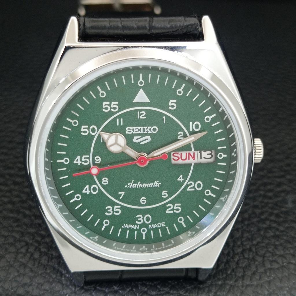 VINTAGE SEIKO 5 AUTOMATIC 6309A JAPAN MENS REFURBISHED GREEN WATCH a442217-1