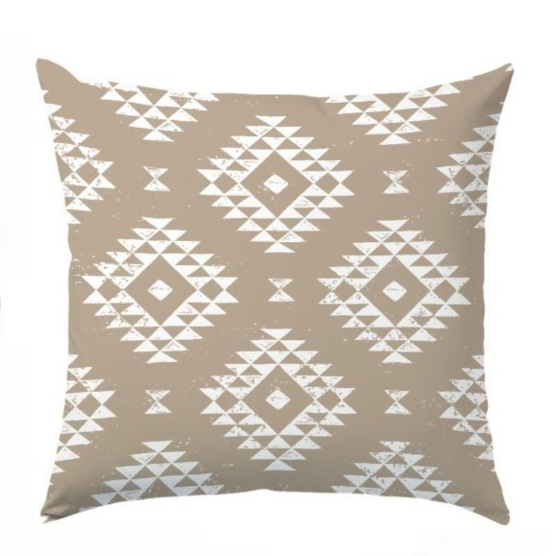 Bohemian Geometric Pattern Pillowcases Soft Polyester Cushion Covers With Hidden Zipper For Sofa Living Room Bedroom Home Decor