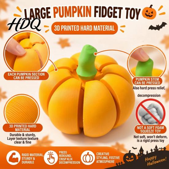 Decompression Gadget 3D Printed Pumpkin Fidget Clicker Stress Relief Clicky Toy Handheld ClickerToy Mini Finger Halloween Thanksgiving Harvest