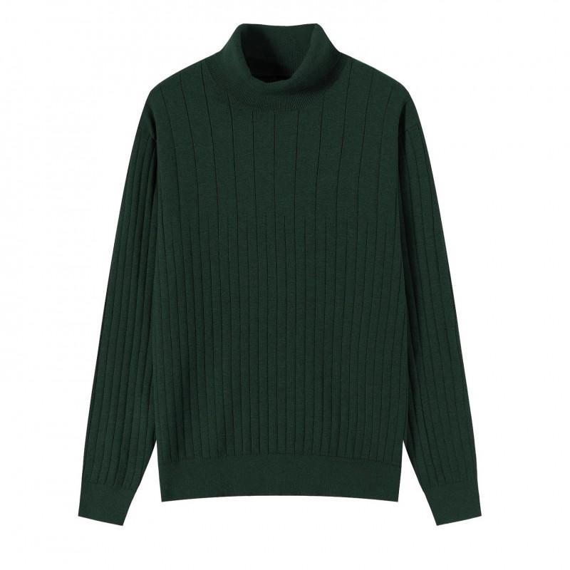 Mens Warm High Neck Knit Sweater Winter Solid Color Casual Long Sleeve Pullover