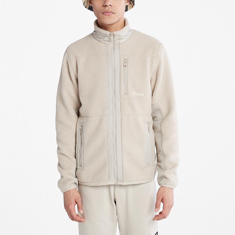 Timberland Solid Color Warm Stand Collar Fleece Jacket Men Jacket Sand A44BC-CY2