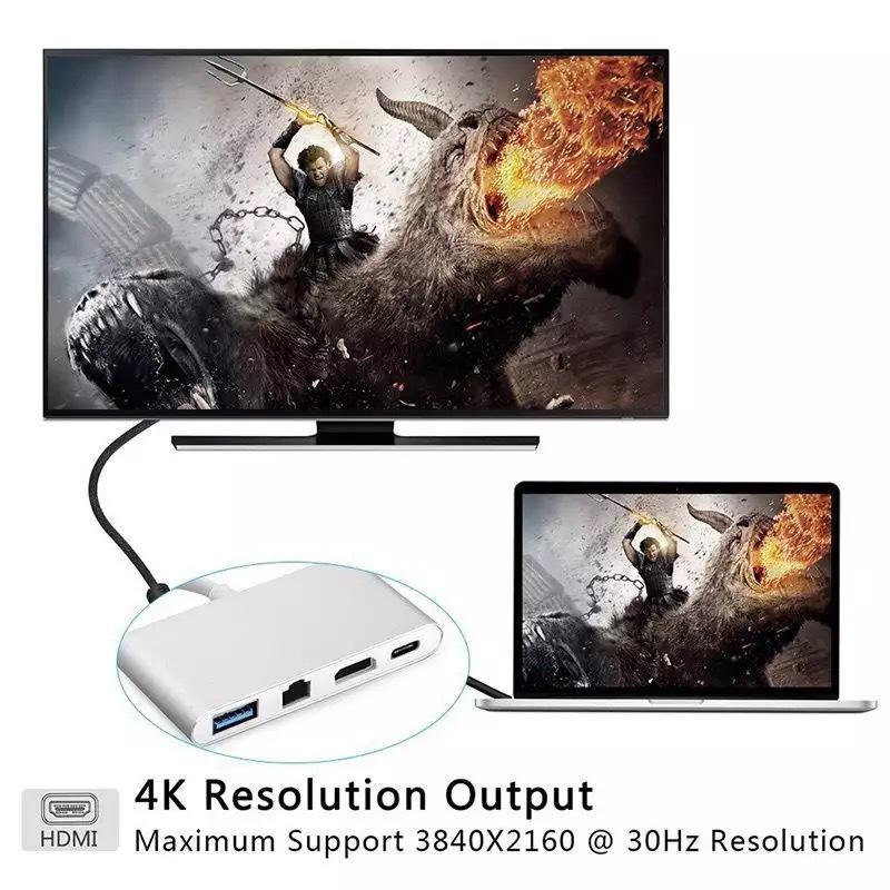 4-in-1 USB-C Hub: HD 4K Type-C Expansion Dock for Laptops & Mobile Phones