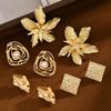8pcs Set Exaggerated Irregular Earrings for Women Vintage Hollowed-out Leaves Flower Imitation Pearl Drop Earrings Boho Jewelry