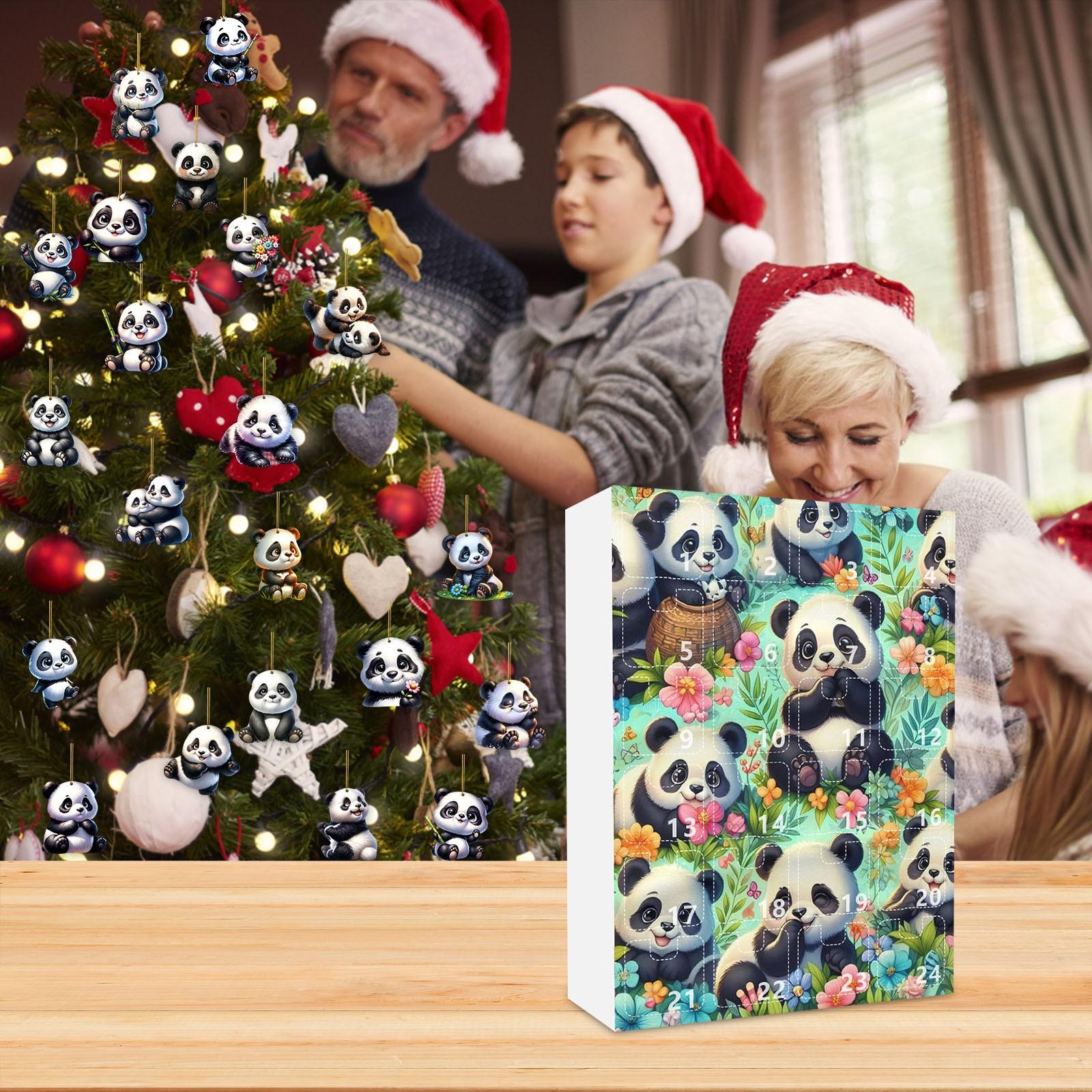 

24-дневный рождественский адвент-календарь, календарь обратного отсчета, 2D-подвеска в виде плоского акрилового медведя, подвеска обратного отсчета, милый шарм в виде рождественской елки One Size