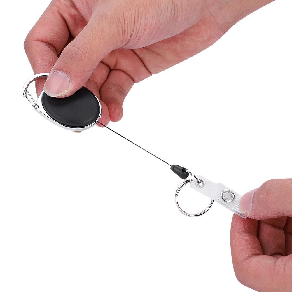 Ausziehbarer Ausweishalter mit Clips, Ausziehbarer Nylonseil-Ausweisclip, Ausziehbarer Schlüsselanhänger mit Karabinerclips, Kettenglied-Ausweisclip-Halter