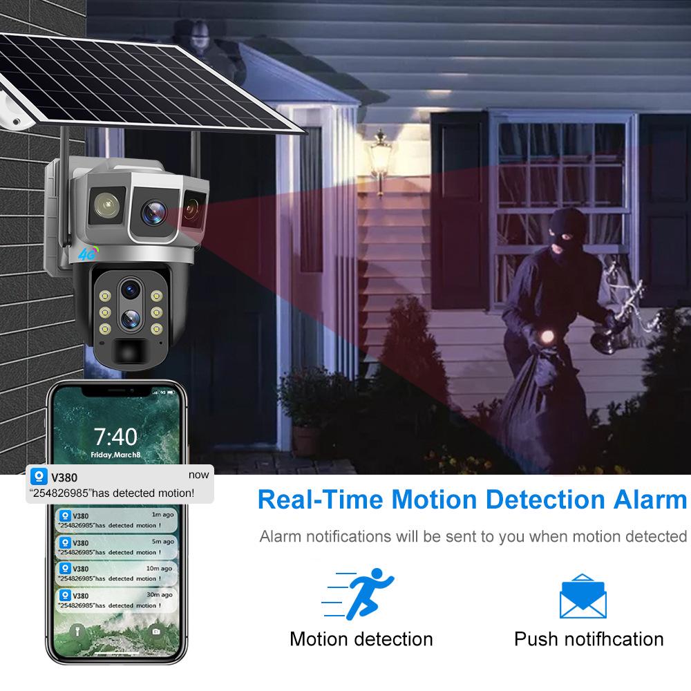 V380 Solar 10x Zoom Tri-Screen Full-Color Wireless Smart Outdoor Surveillance Camera