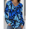 Plus Size Women's Autumn/Winter Arrival Fashion Printed Casual V-Neck Long Sleeve T-Shirt