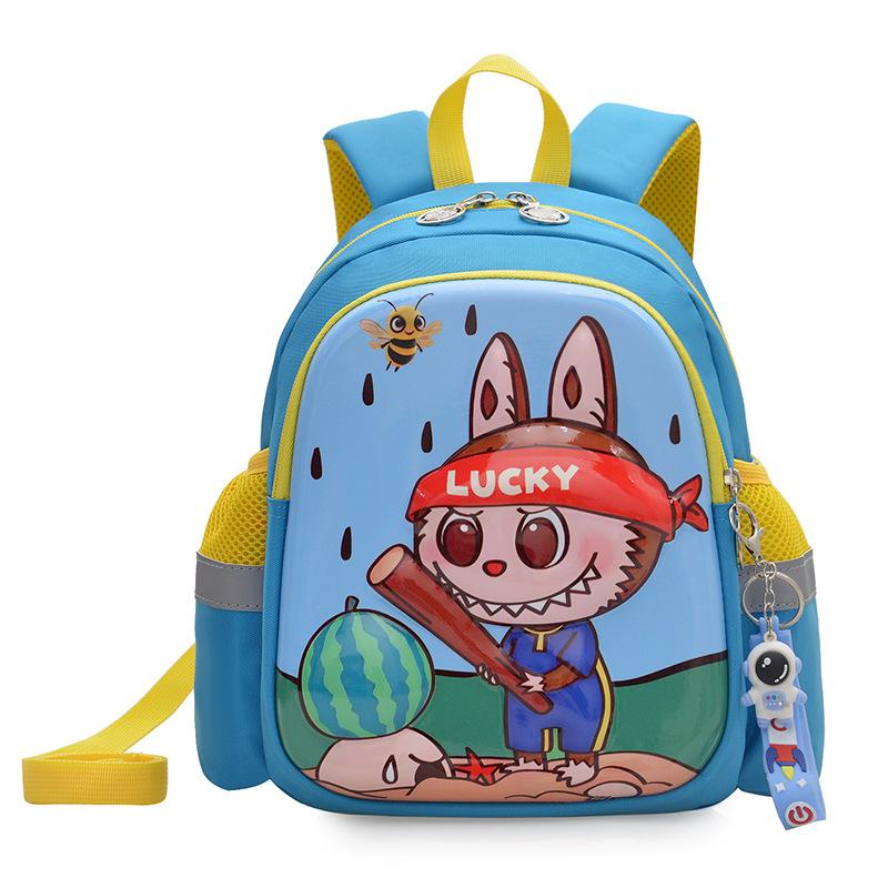 Labubu School Bag Cartoon School Bag 2-4 Years Old Boys and Girls Anti-lost Small Backpack 3D Three-dimensional Hard Shell Backpack