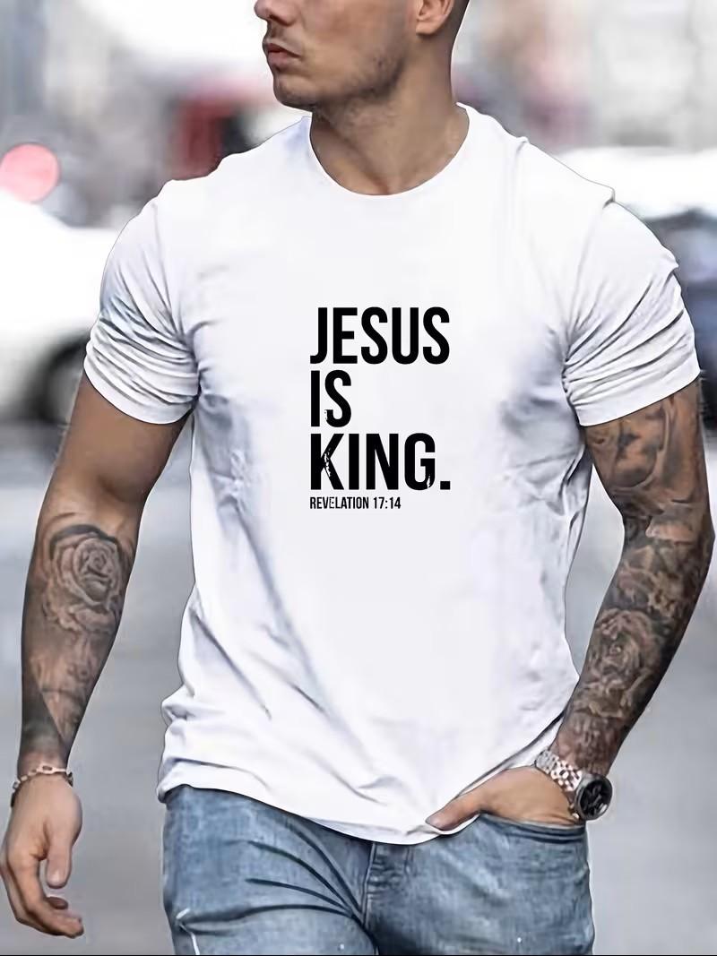 Men s Jesus Is King T Shirt Revelation 17:14 Bible Verse Christian Casual Tee S разноцветный