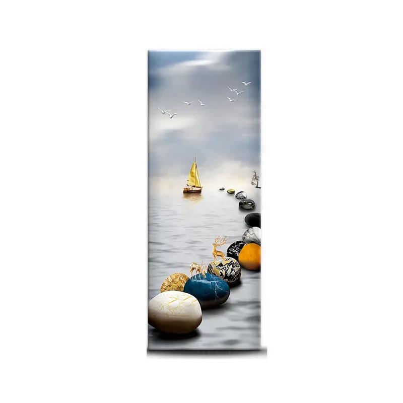 Chinese Style Refrigerator Door Sticker Self Adhesive Waterproof 3D Wallpaper Fridge Door Wrap Mural Cover Home Kitchen Decor