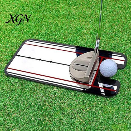 Portable Putting Practice Mirror Golf Mirror, Alignment Training Aid with Putter Line, Ball & Accuracy Trainer Tool for Indoor Outdoor Beginner