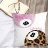 Aesthetic Leopard Print Lucky Pillowcase Floral Pink Watercolor Horseshoe Cushion Cover 45x45cm for Nursery Decor