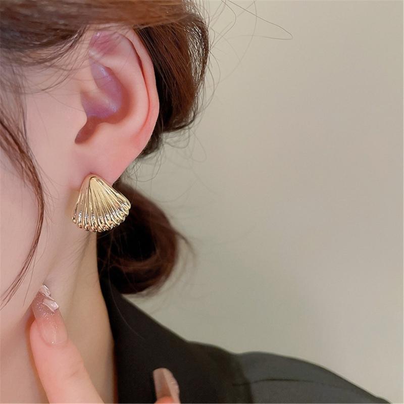 Simple Metal Shells Pendant Necklace Earrings Sweet Cool Collar Necklace Choker Neck Chain Y2K Earrings Fashion Jewelry