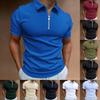 Polo à col revers demi-zip manches courtes pour homme couleur bleu vif uni coupe ajustée décontracté quotidien golf extérieur