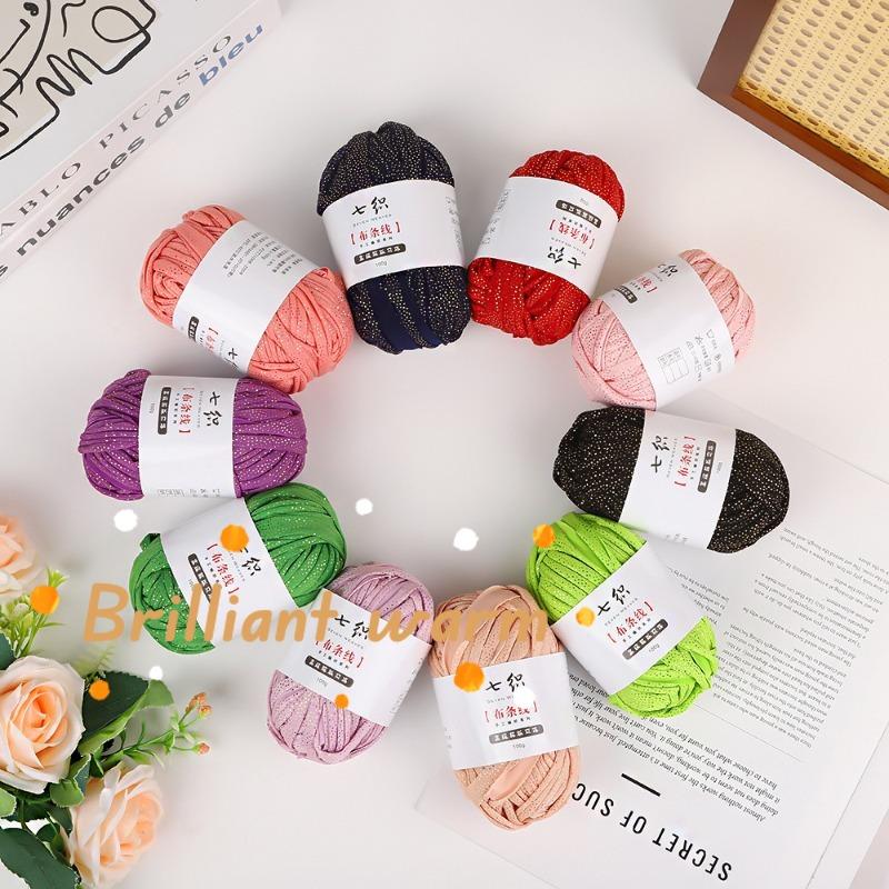 100g/rotolo Colore Solido Oro Punti Lucidi Filo per Tessuto Fai da Te Uncinetto Lavorazione a Maglia Maglione Sciarpa Filato per Tappeti Accessori Fatti a Mano
