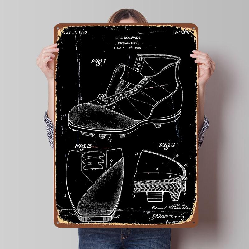 

Football Shoe Patent 1926 Tinplate Poster Customized Wall Art Vintage Metal Signs Retro Tin Plaque for Desk Decor Man Cave Room 7.9x11.8In(20x30cm)