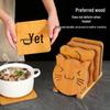 Cartoon Wooden Heat-Resistant Non-Slip Coaster and Placemat for Kitchenware