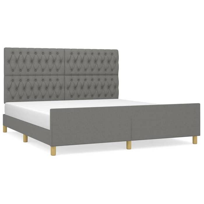 VidaXL Bed Frames with Headboard Dark Grey 180 X 200 Cm Fabric3125317