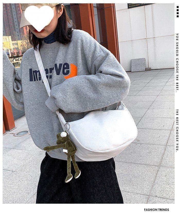 Unisex Trendy Canvas Crossbody Bag: Hip Hop, Japanese, Casual & Versatile Design for Students