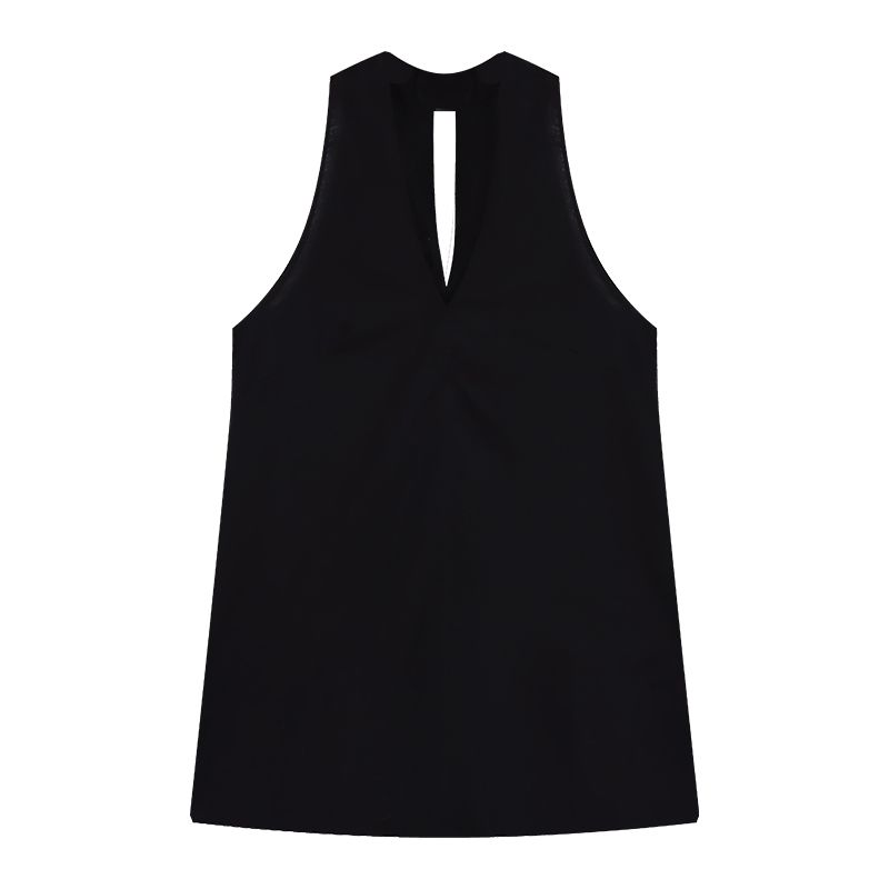 

Stylish V-neck Halter Black Vest Camisole Women s Summer Paisley Straight-Leg Trousers Casual Pants Two-piece Set Black V Neck Tops M