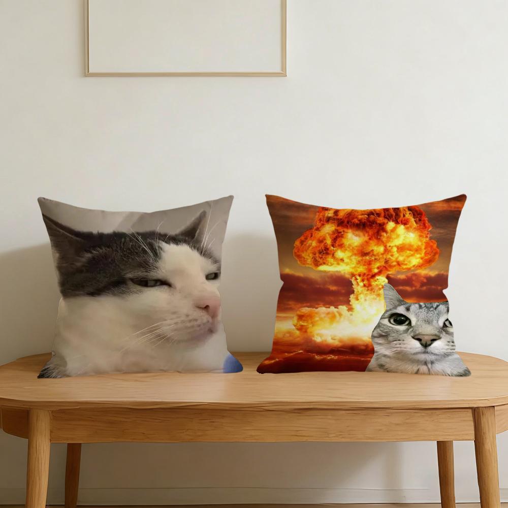 Meme Cat Funny Cushion Cover For Pillow Printing Sofa Decoration Home Car Room Coffee Shop Office Nordic Simplicity
