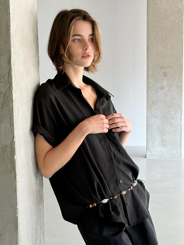 Kelidu Summer Oversized Half Shirt_Black