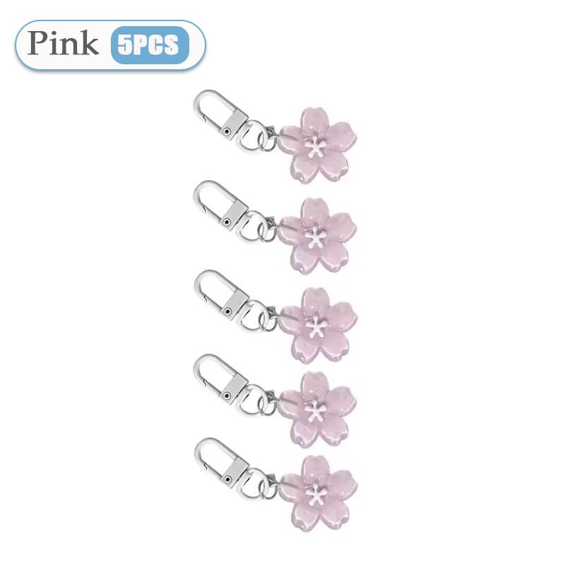 5-80PCS Simulated Sakura Key Chain Resin Flower Sakura Pendant Keyring Keyring Cherry Blossom Translucent Flower Doll Pendant