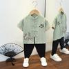 Completo Estivo da Ragazzo a Maniche Corte Stile Cinese per Bambini Hanbok Bello Completo Tang Cotone Lino Sezione Sottile di Abbigliamento Antico