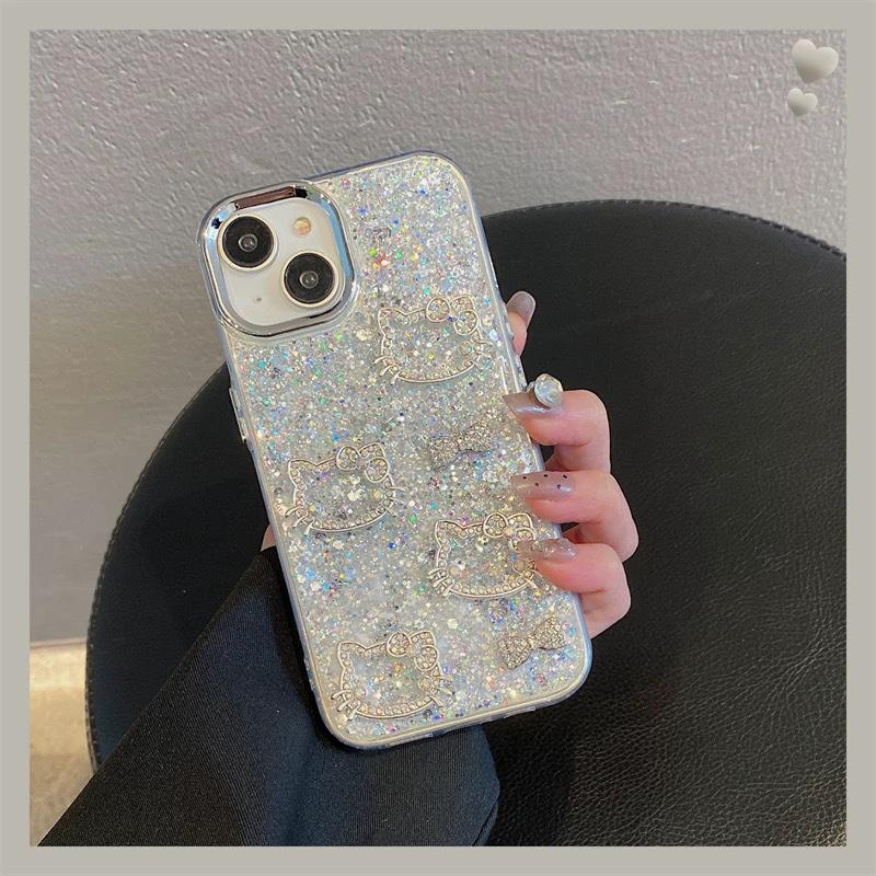 

Epoxy Glitter Bow Phone Case with Lanyard for iPhone 17 Pro Max/15/12/11. 15 Pro
