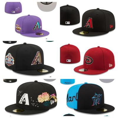 Arizona Diamondbacks 1 Seite Bestickte Größe Kappe, Geschlossene Kappe, Baseballkappe, Sonnenhut, Dorn