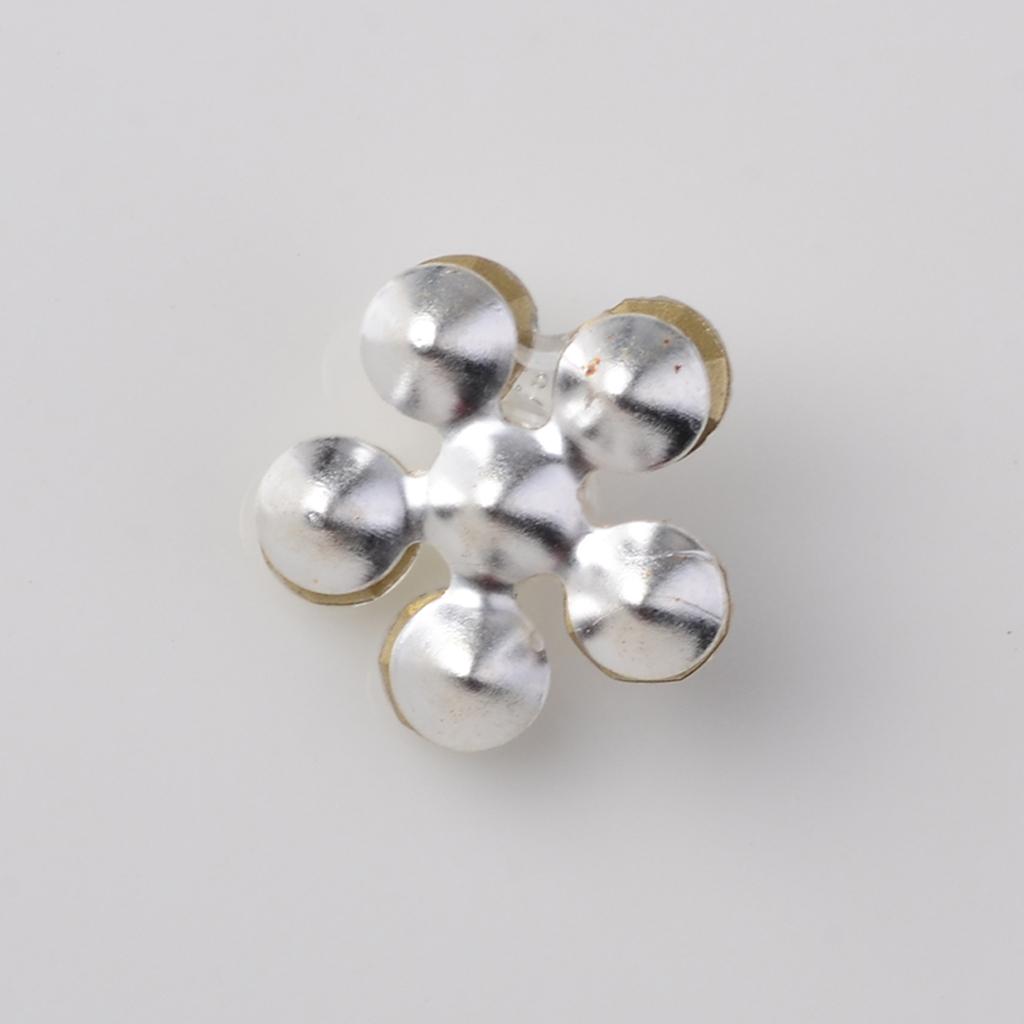 10 Pieces 11mm Silver Metal Diamante Flower Buttons Crystal Flatback Embellishments Diy