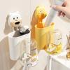 Cartoon Suction Cup Toothbrush Storage Rack, No Punching Wall Mounted Toothpaste Cup Holder, Bathroom Mouthwash Cup, Cute