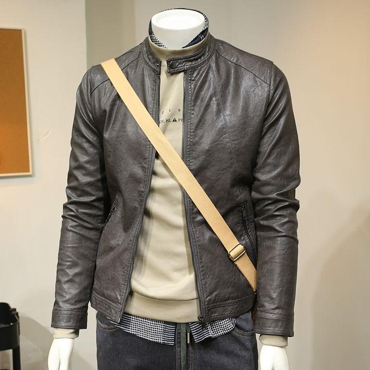 

Мужская мотоциклетная куртка в стиле ретро из мягкой кожи - 2025 Осень/Зима, на флисовой подкладке, тонкий стиль 3XL (Recommended for 150-165 jin)