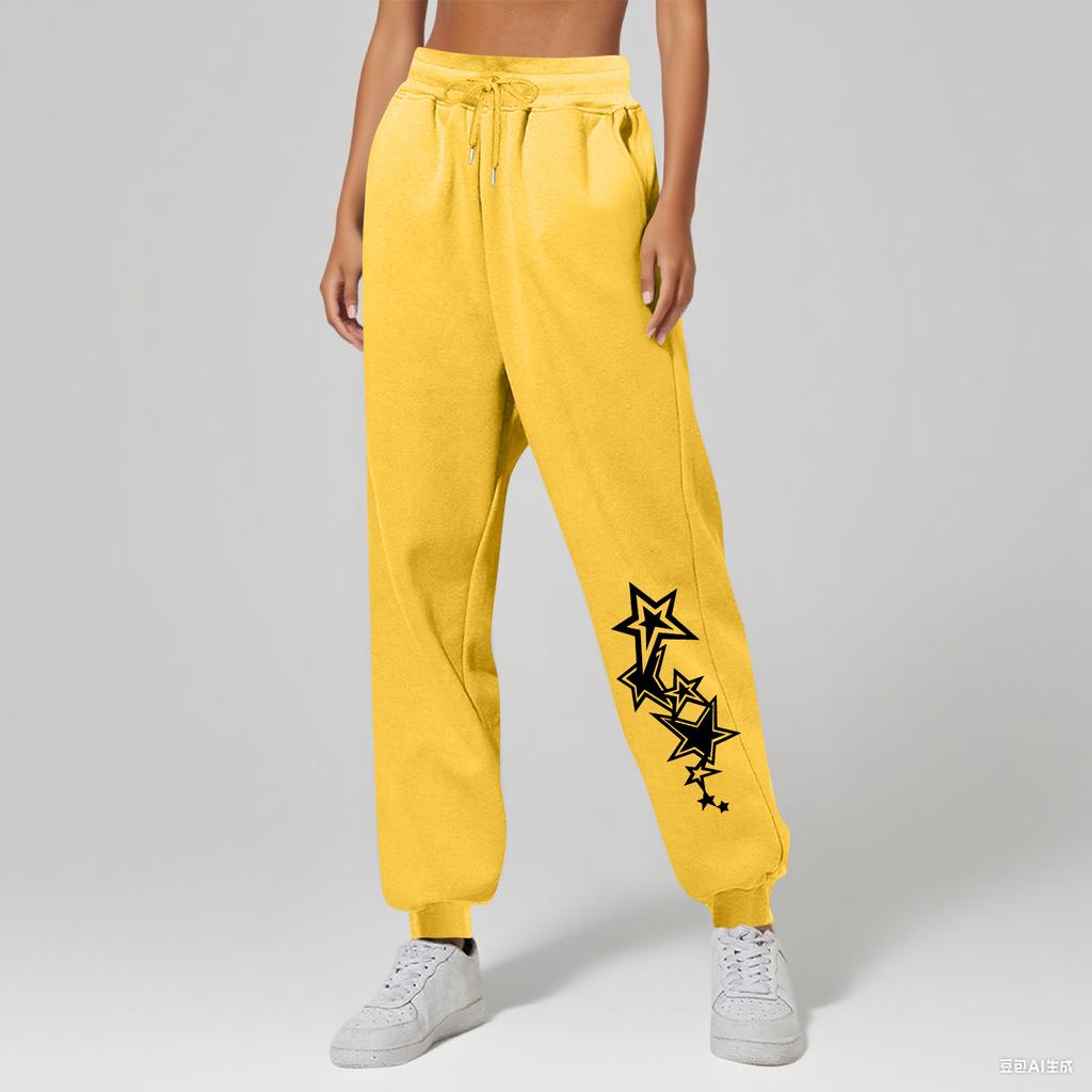 Ladies' Printed Unisex Casual Pocket Drawstring  Pants