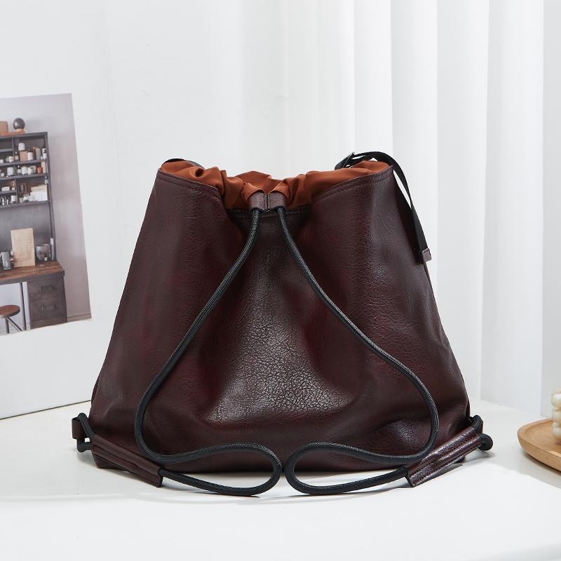 PU Leather Shoulder Bag Simple Retro Large Capacity