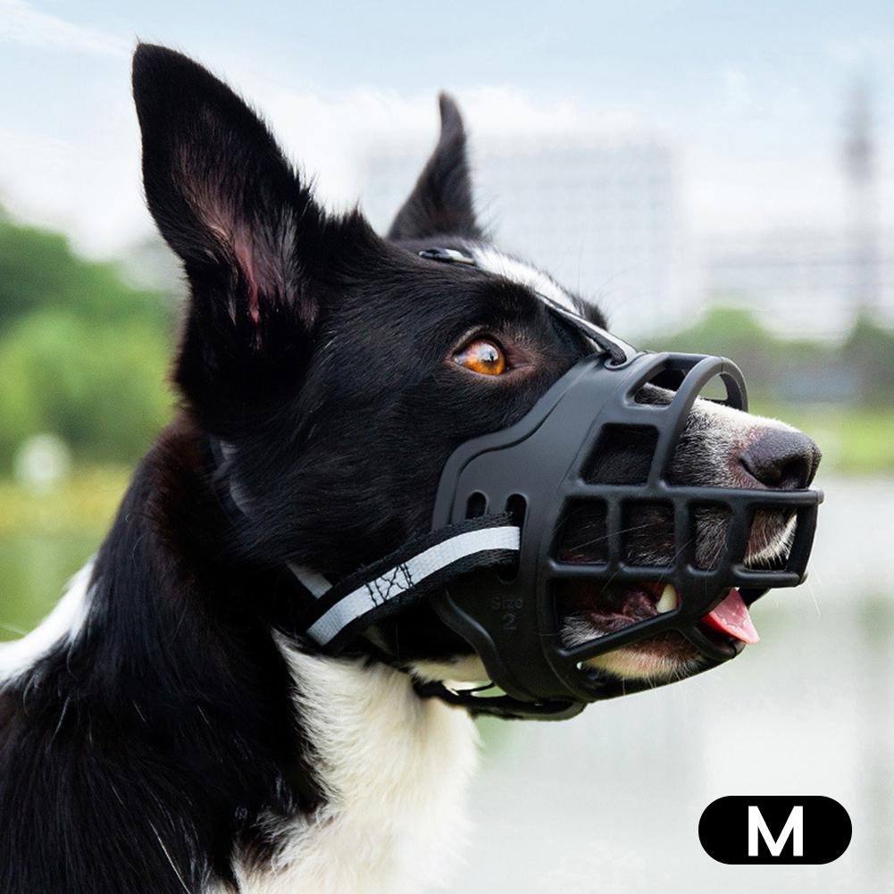 Anti-Biting Dog Mouth Cover With Reflective Strip Adjustable Dog Muzzle Anti-barking Mask Soft Rubber Can Drink Water Dog Accessories