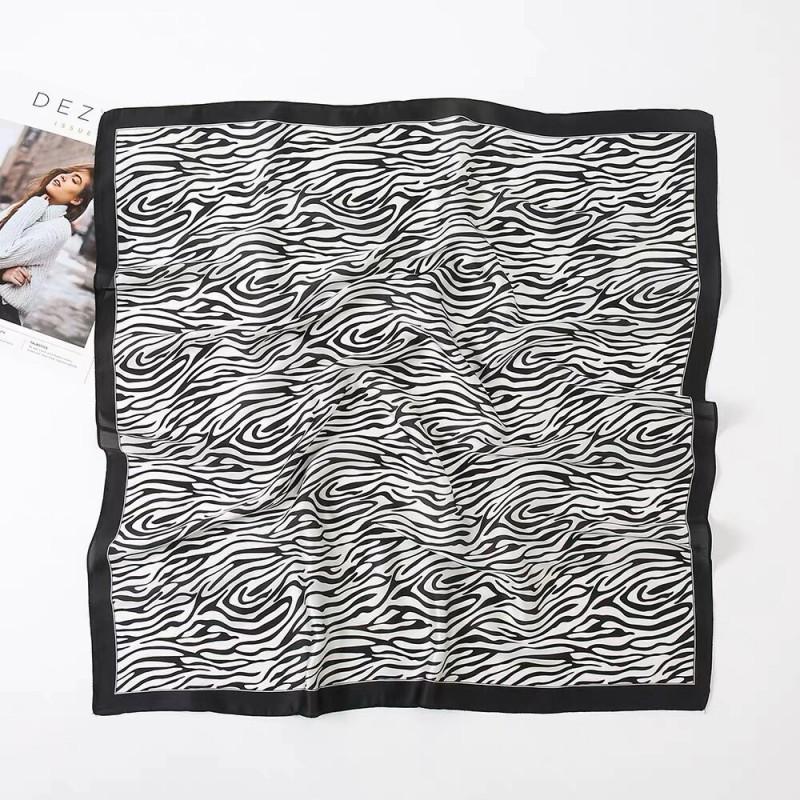 70x70cm Lightweight Cotton Silk Square Scarf With Boho Floral Print Breathable Neck Wrap Women