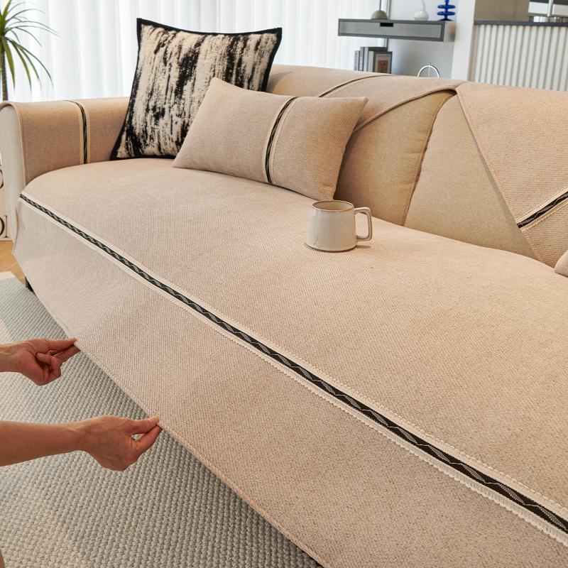 Nordic Sofa CushionFour Seasons Universal Sofa Cushion Chenille Modern Simple Sofa Cushion Solid Color Non-Slip Couch Cushion