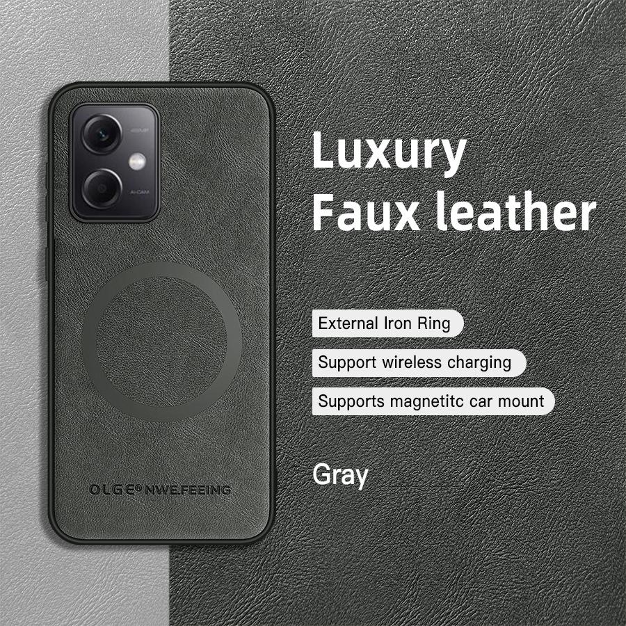 

For POCO X5 X5 Pro PU Leather Magnetic Ring Soft Edge Anti-Drop Anti-Fingerprint Phone Case For POCO X5 Pro